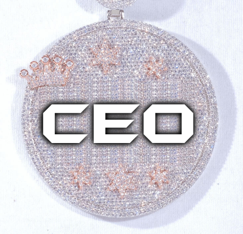 CUSTOM LETTER NECKLACE 3D BIG CROWN DISC
