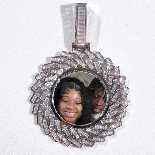 Large 3D Baguette Custom Picture Pendant