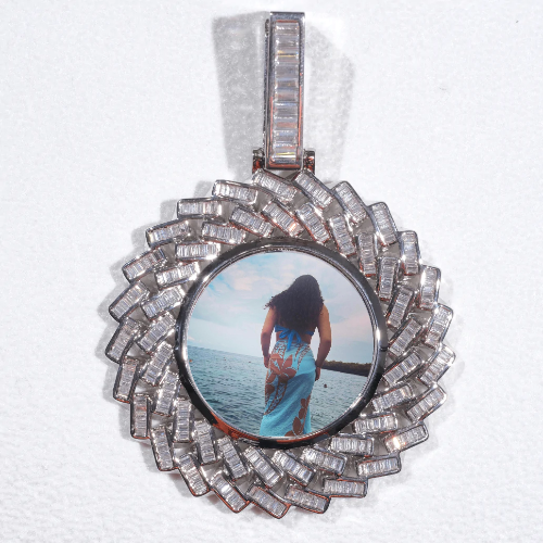 Large 3D Baguette Custom Picture Pendant