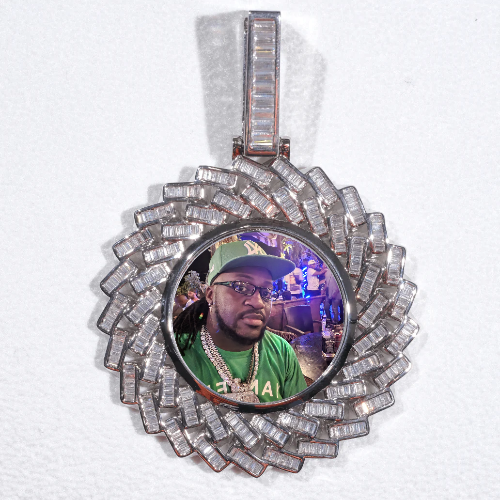 Large 3D Baguette Custom Picture Pendant