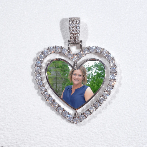 3D Spinning 2-Faced Heart Custom Picture Pendant