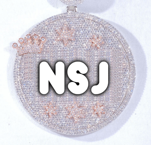 CUSTOM LETTER NECKLACE 3D BIG CROWN DISC