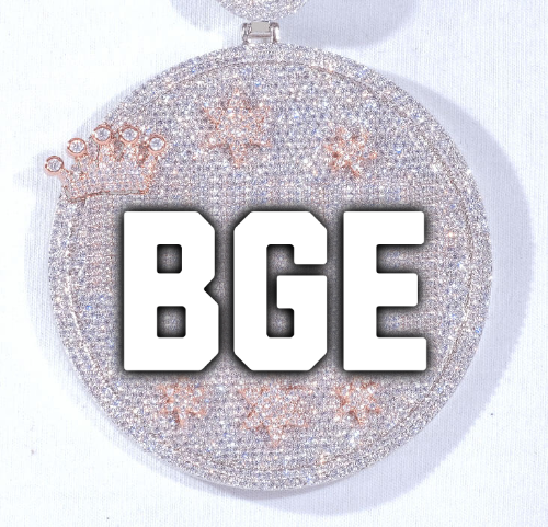 CUSTOM LETTER NECKLACE 3D BIG CROWN DISC