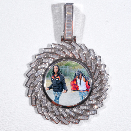 Large 3D Baguette Custom Picture Pendant