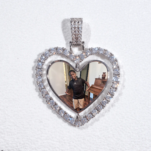 3D Spinning 2-Faced Heart Custom Picture Pendant