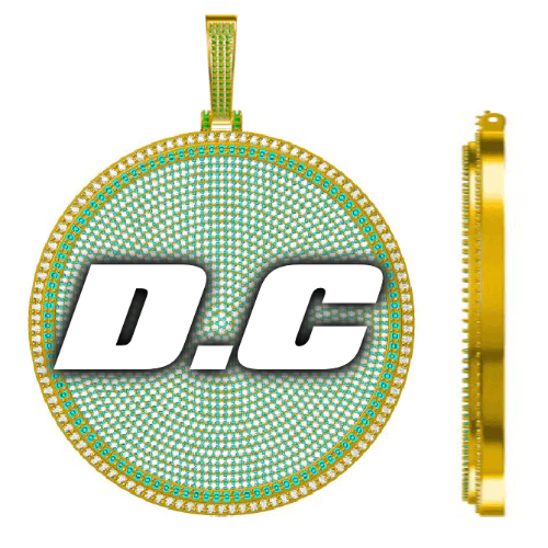 CUSTOM LETTER NECKLACE 3D BIG DISC