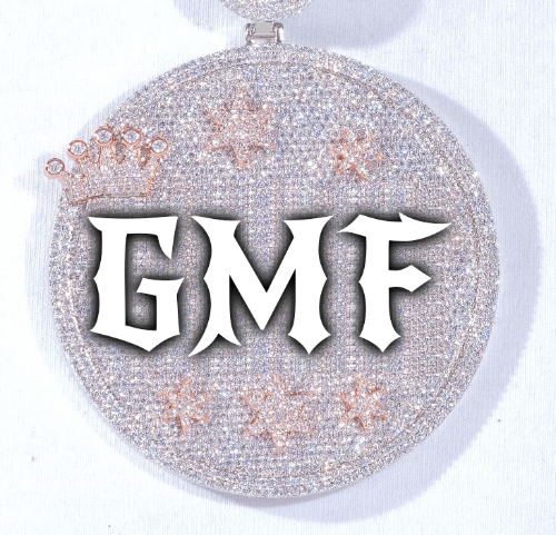 CUSTOM LETTER NECKLACE 3D BIG CROWN DISC