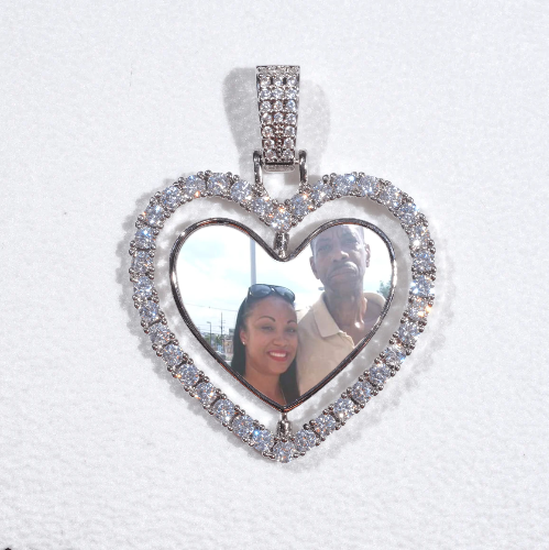 3D Spinning 2-Faced Heart Custom Picture Pendant