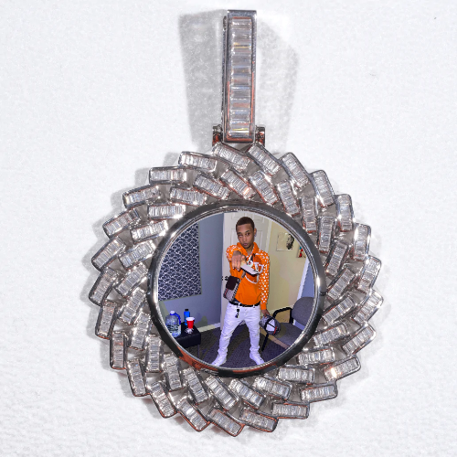 Large 3D Baguette Custom Picture Pendant