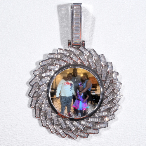 Large 3D Baguette Custom Picture Pendant
