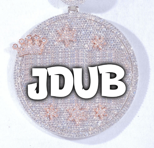 CUSTOM LETTER NECKLACE 3D BIG CROWN DISC