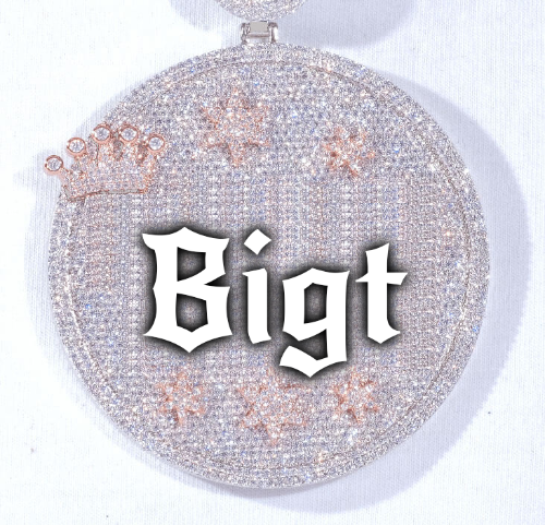 CUSTOM LETTER NECKLACE 3D BIG CROWN DISC