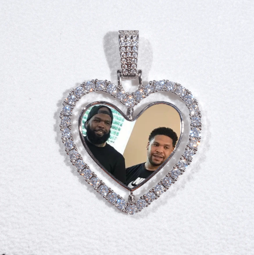 3D Spinning 2-Faced Heart Custom Picture Pendant