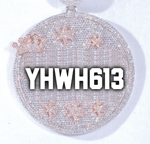 CUSTOM LETTER NECKLACE 3D BIG CROWN DISC