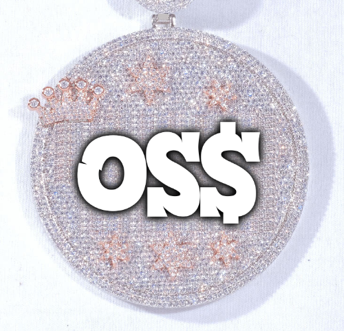 CUSTOM LETTER NECKLACE 3D BIG CROWN DISC