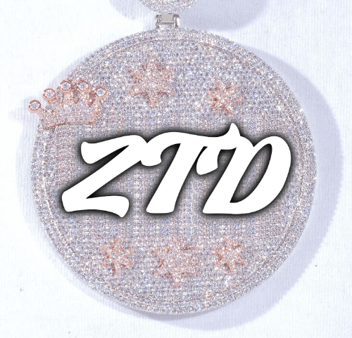 CUSTOM LETTER NECKLACE 3D BIG CROWN DISC