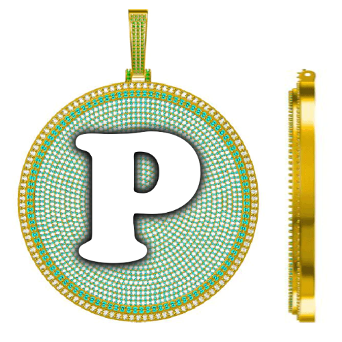 CUSTOM LETTER NECKLACE 3D BIG DISC