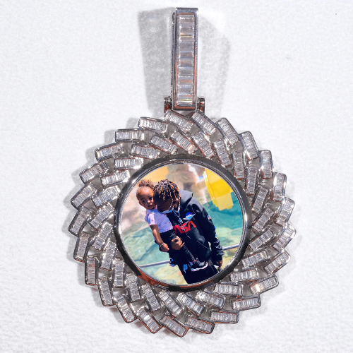 Large 3D Baguette Custom Picture Pendant