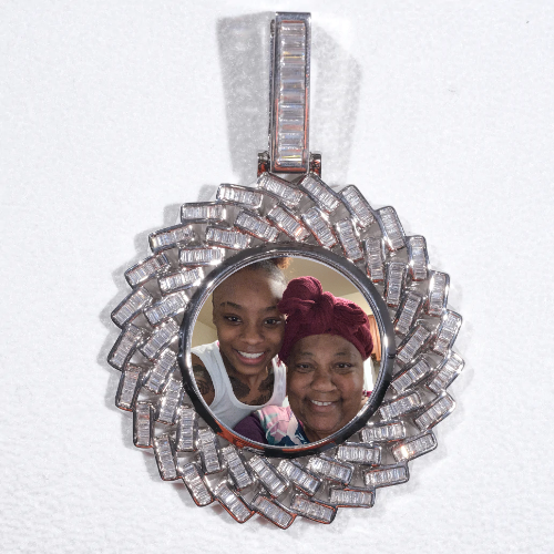 Large 3D Baguette Custom Picture Pendant
