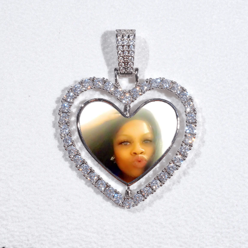 3D Spinning 2-Faced Heart Custom Picture Pendant