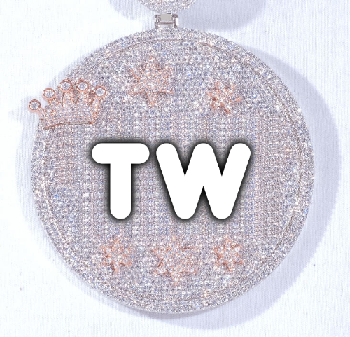 CUSTOM LETTER NECKLACE 3D BIG CROWN DISC