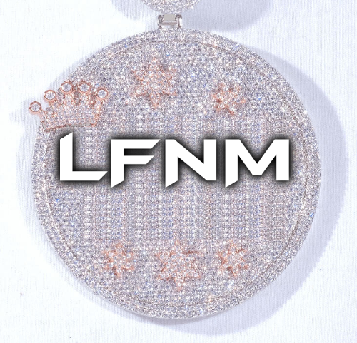 CUSTOM LETTER NECKLACE 3D BIG CROWN DISC