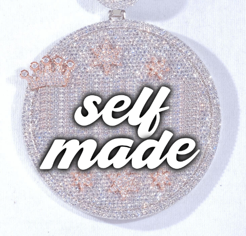 CUSTOM LETTER NECKLACE 3D BIG CROWN DISC