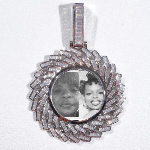 Large 3D Baguette Custom Picture Pendant