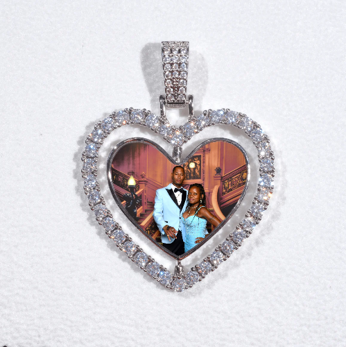 3D Spinning 2-Faced Heart Custom Picture Pendant