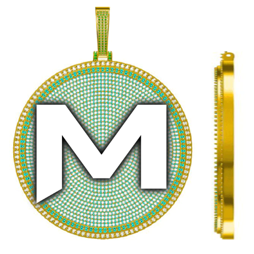 CUSTOM LETTER NECKLACE 3D BIG DISC