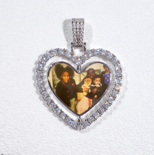 3D Spinning 2-Faced Heart Custom Picture Pendant