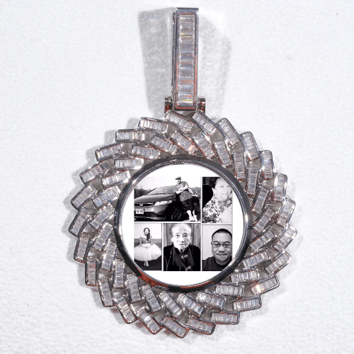Large 3D Baguette Custom Picture Pendant