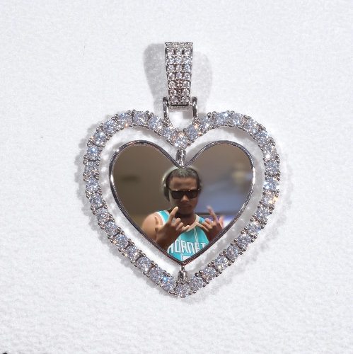 3D Spinning 2-Faced Heart Custom Picture Pendant