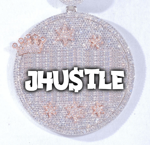CUSTOM LETTER NECKLACE 3D BIG CROWN DISC