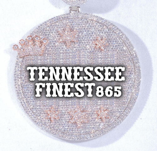 CUSTOM LETTER NECKLACE 3D BIG CROWN DISC