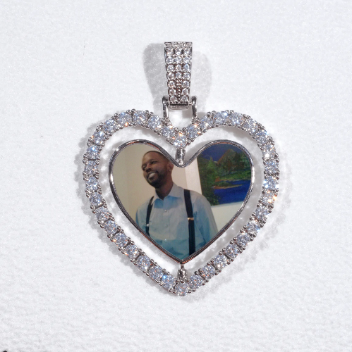 3D Spinning 2-Faced Heart Custom Picture Pendant