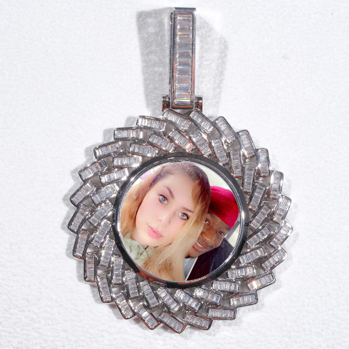 Large 3D Baguette Custom Picture Pendant