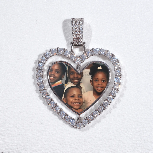 3D Spinning 2-Faced Heart Custom Picture Pendant