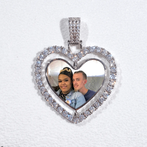 3D Spinning 2-Faced Heart Custom Picture Pendant