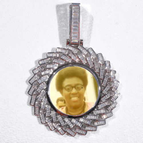 Large 3D Baguette Custom Picture Pendant