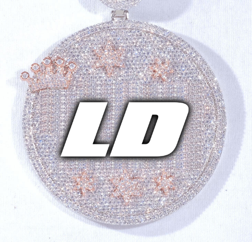 CUSTOM LETTER NECKLACE 3D BIG CROWN DISC