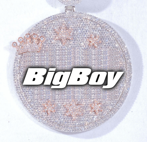 CUSTOM LETTER NECKLACE 3D BIG CROWN DISC