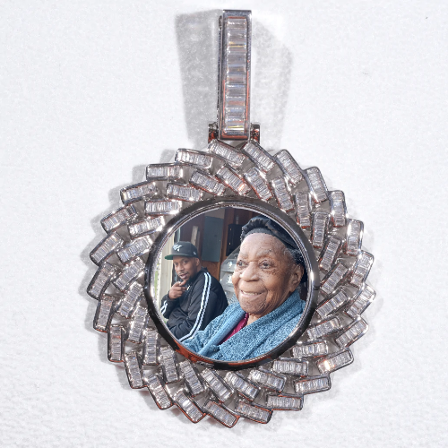 Large 3D Baguette Custom Picture Pendant