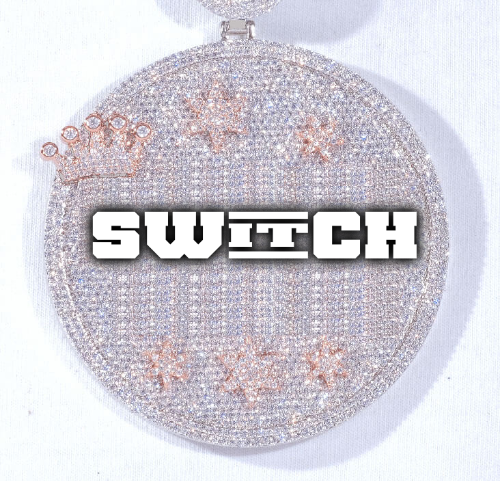 CUSTOM LETTER NECKLACE 3D BIG CROWN DISC