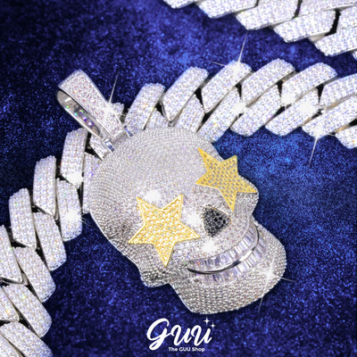 Star Eyes Skull Solid Iced Necklace