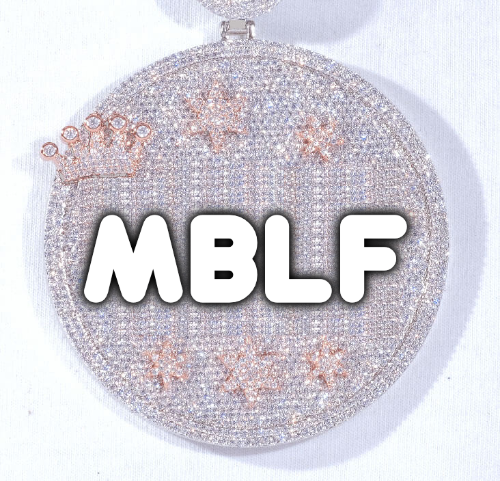 CUSTOM LETTER NECKLACE 3D BIG CROWN DISC