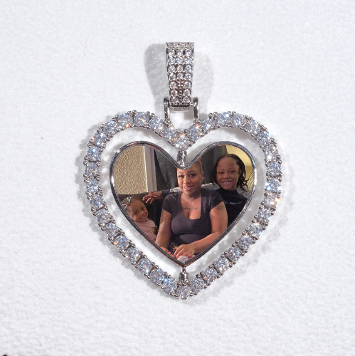 3D Spinning 2-Faced Heart Custom Picture Pendant