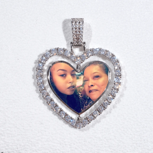 3D Spinning 2-Faced Heart Custom Picture Pendant