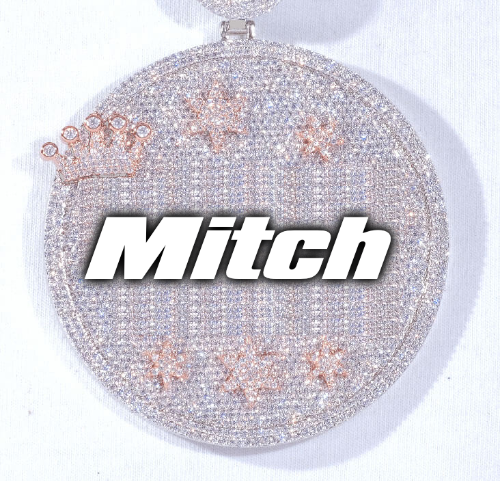 CUSTOM LETTER NECKLACE 3D BIG CROWN DISC