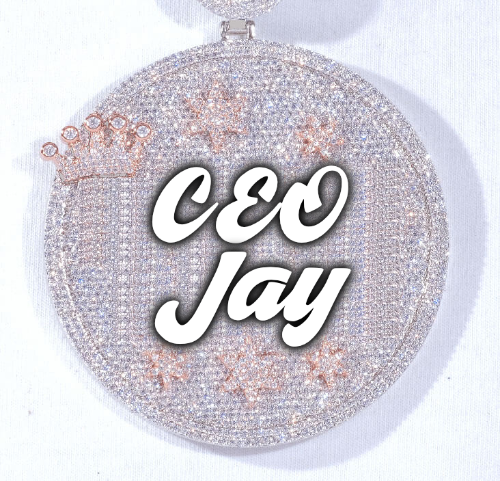 CUSTOM LETTER NECKLACE 3D BIG CROWN DISC